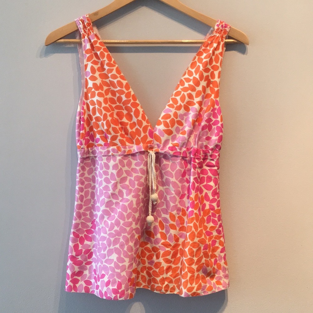 J crew silk top with pom pom